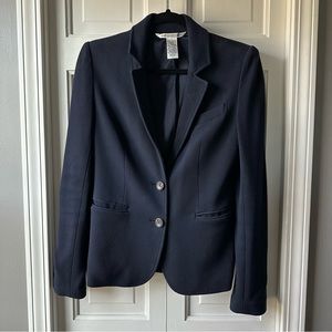 DVF Knit Fitted Navy Blue Blazer